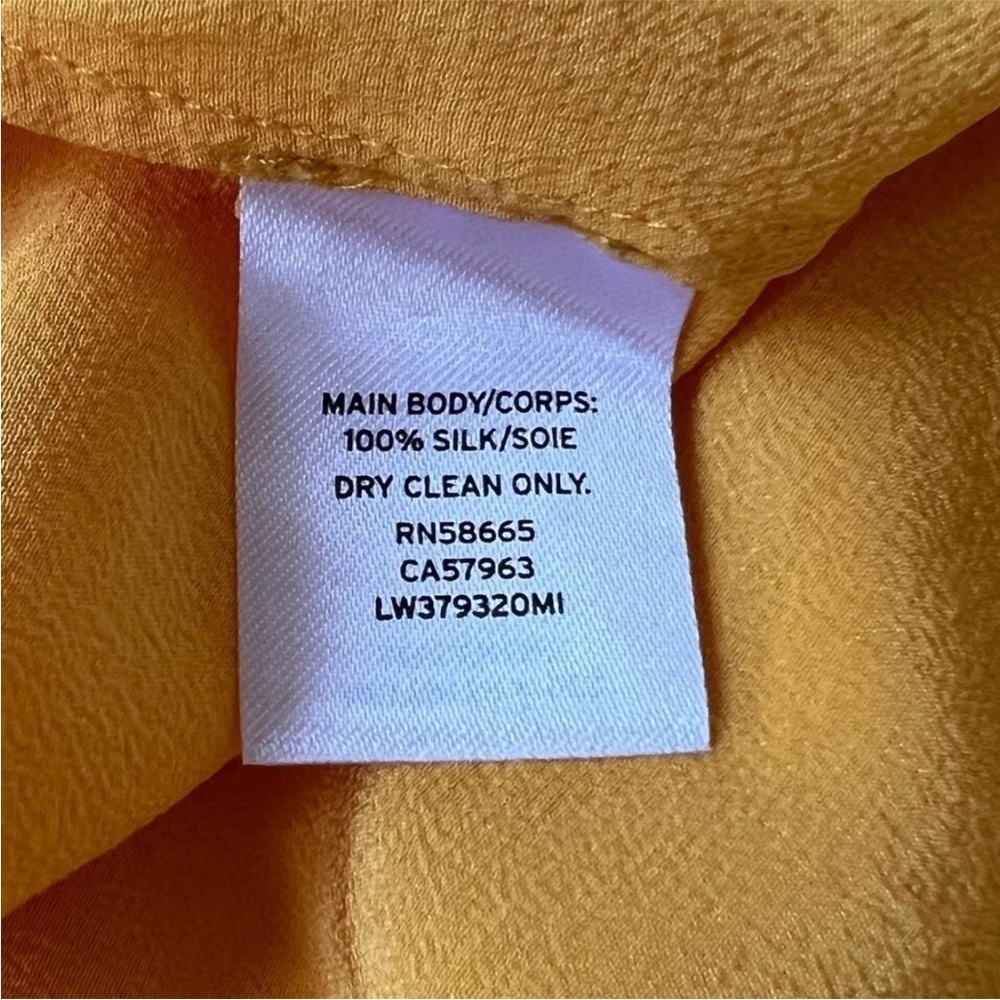 Lewit Silk Pleated Sleeve Blouse Yellow Keyhole Back Top M - Picture 7 of 10